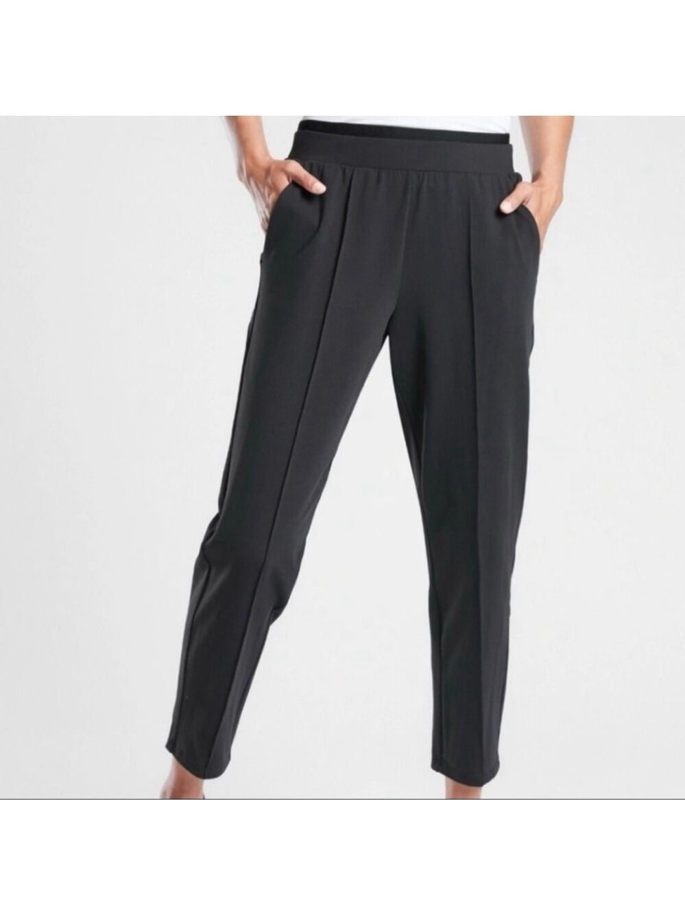 Women's Athleta Black Venice Pintuck Ankle Pants Size M